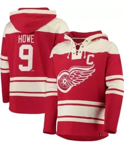 '47 Men's NHL Gordie Howe Detroit Wings Retired Player Name & Number Lacer Pullover Hoodie