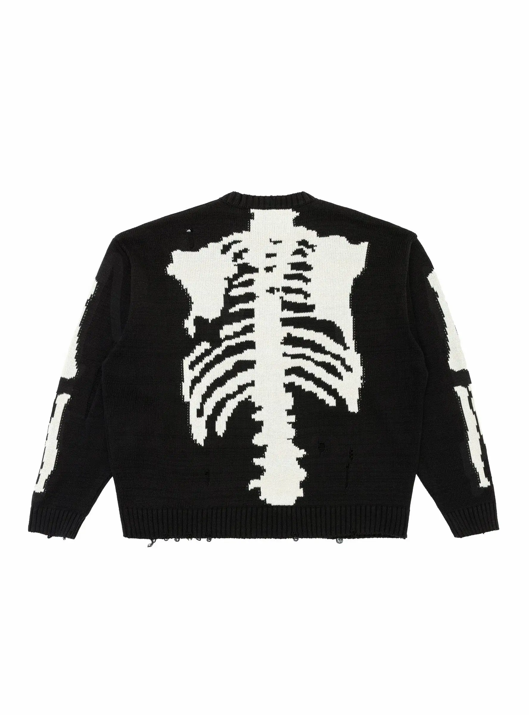 5G Cotton Knit BONE Crew Sweater Black