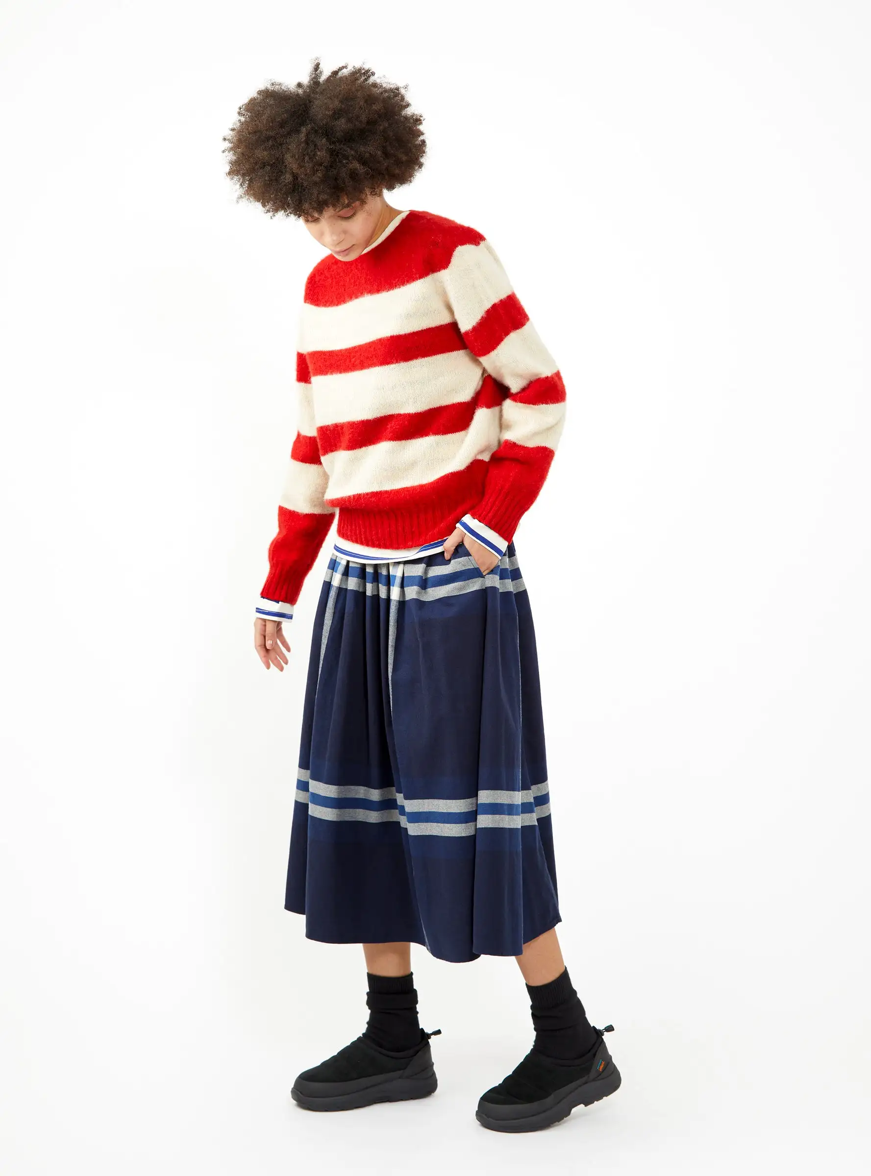 A Dance in the Jungle Sweater Red & Beige Stripe