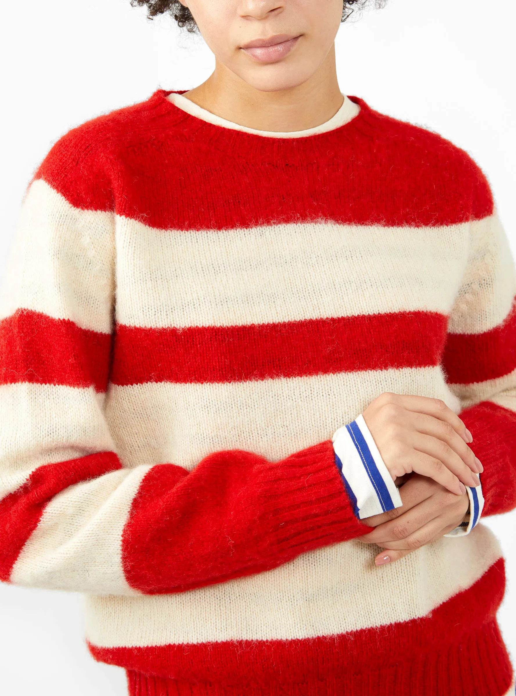 A Dance in the Jungle Sweater Red & Beige Stripe