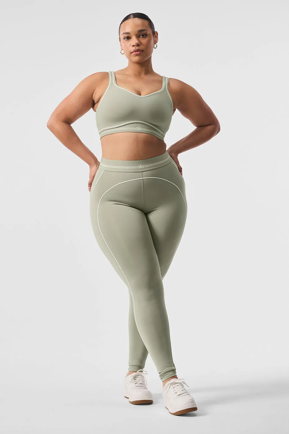 Airbrush High-Waist Heart Throb Legging - Limestone/White