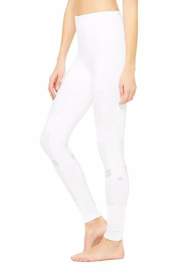 ALO YOGA // HIGH WAIST MOTO LEGGING - WHITE