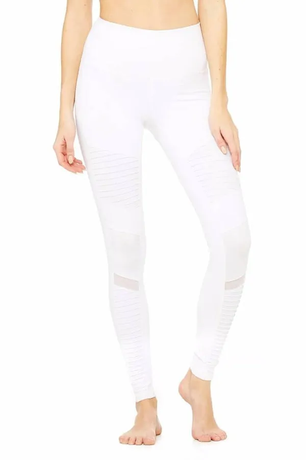 ALO YOGA // HIGH WAIST MOTO LEGGING - WHITE