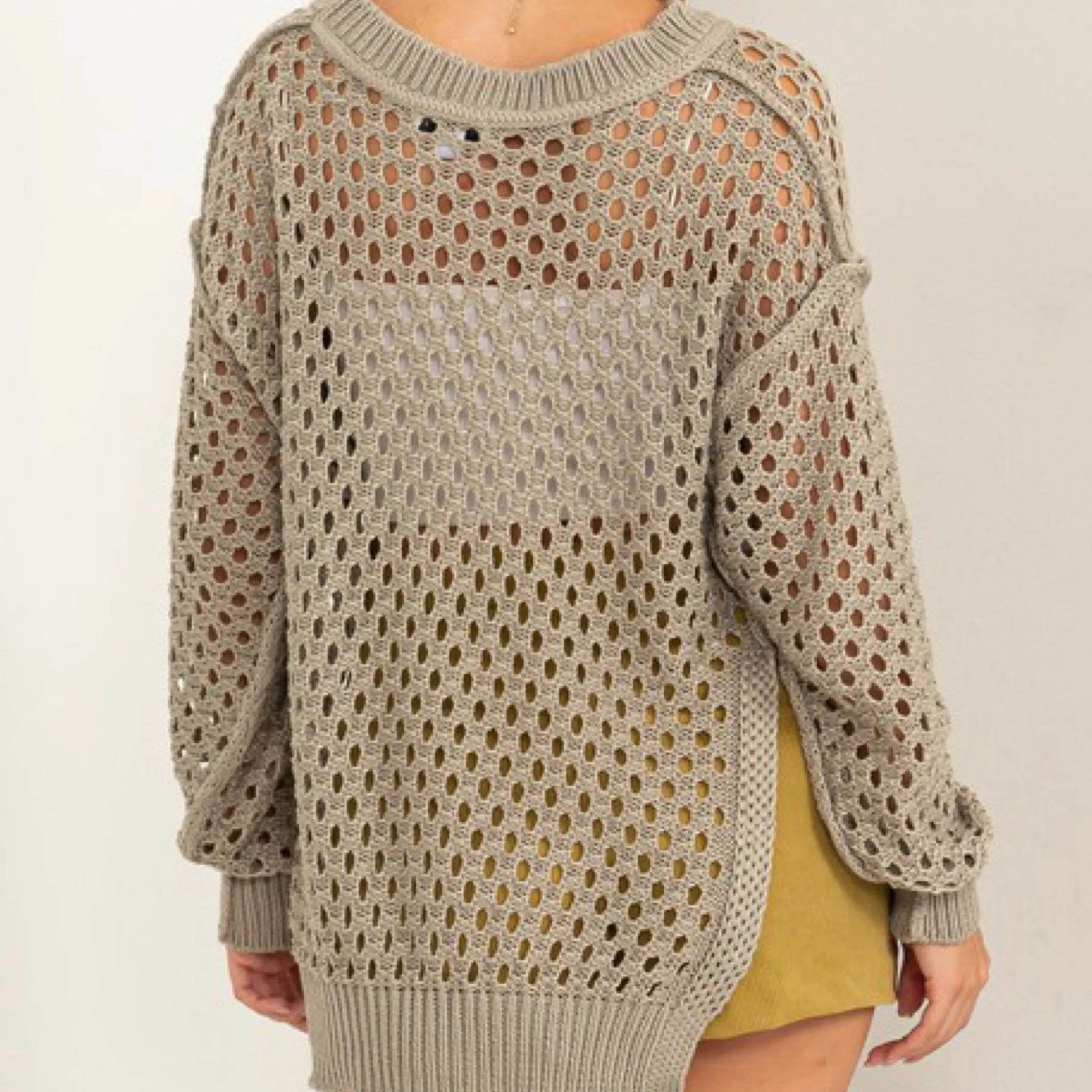 Always And Forever Open Stitch Sweater Sage