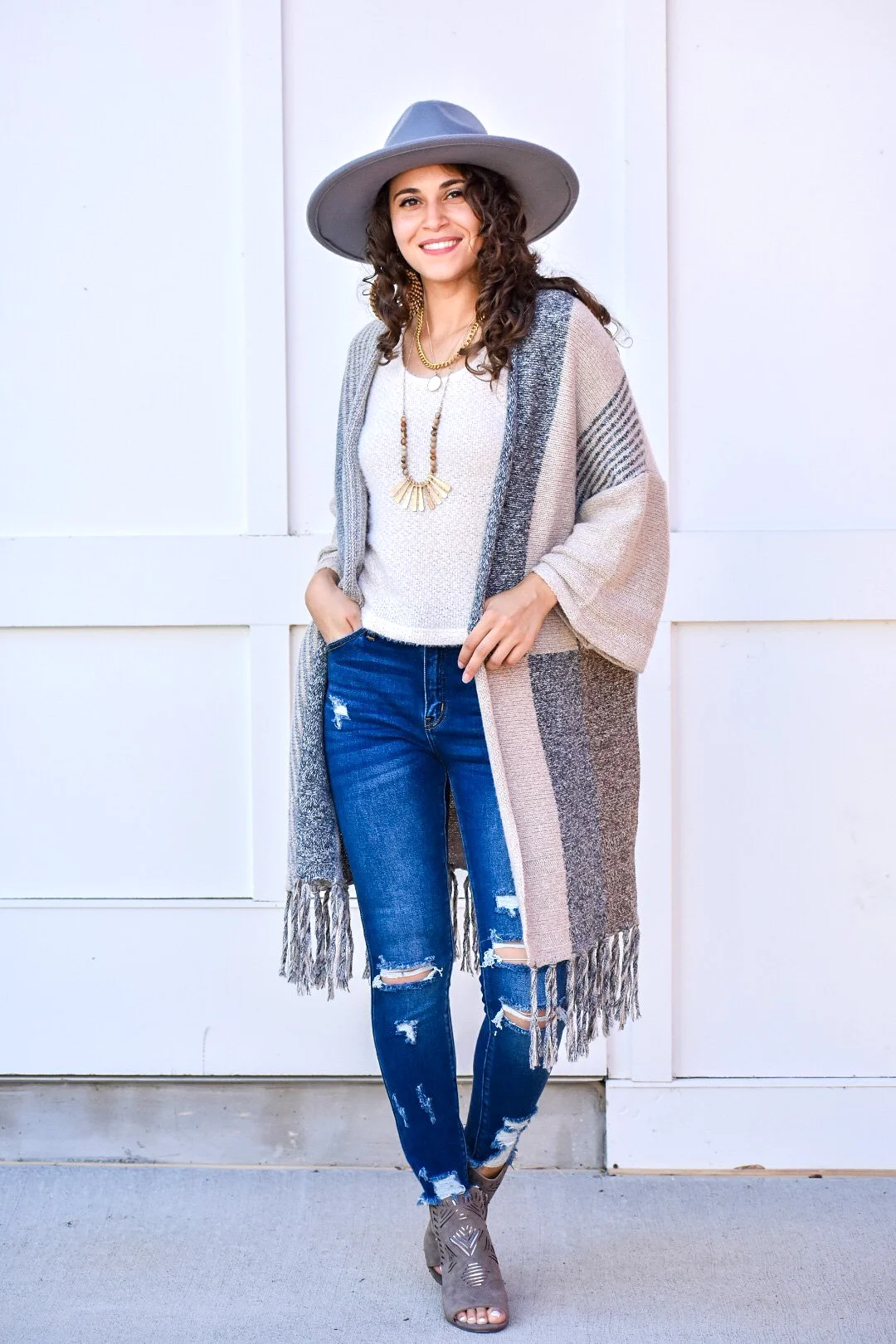 Amazing Grace Color Block Neutral Cardigan