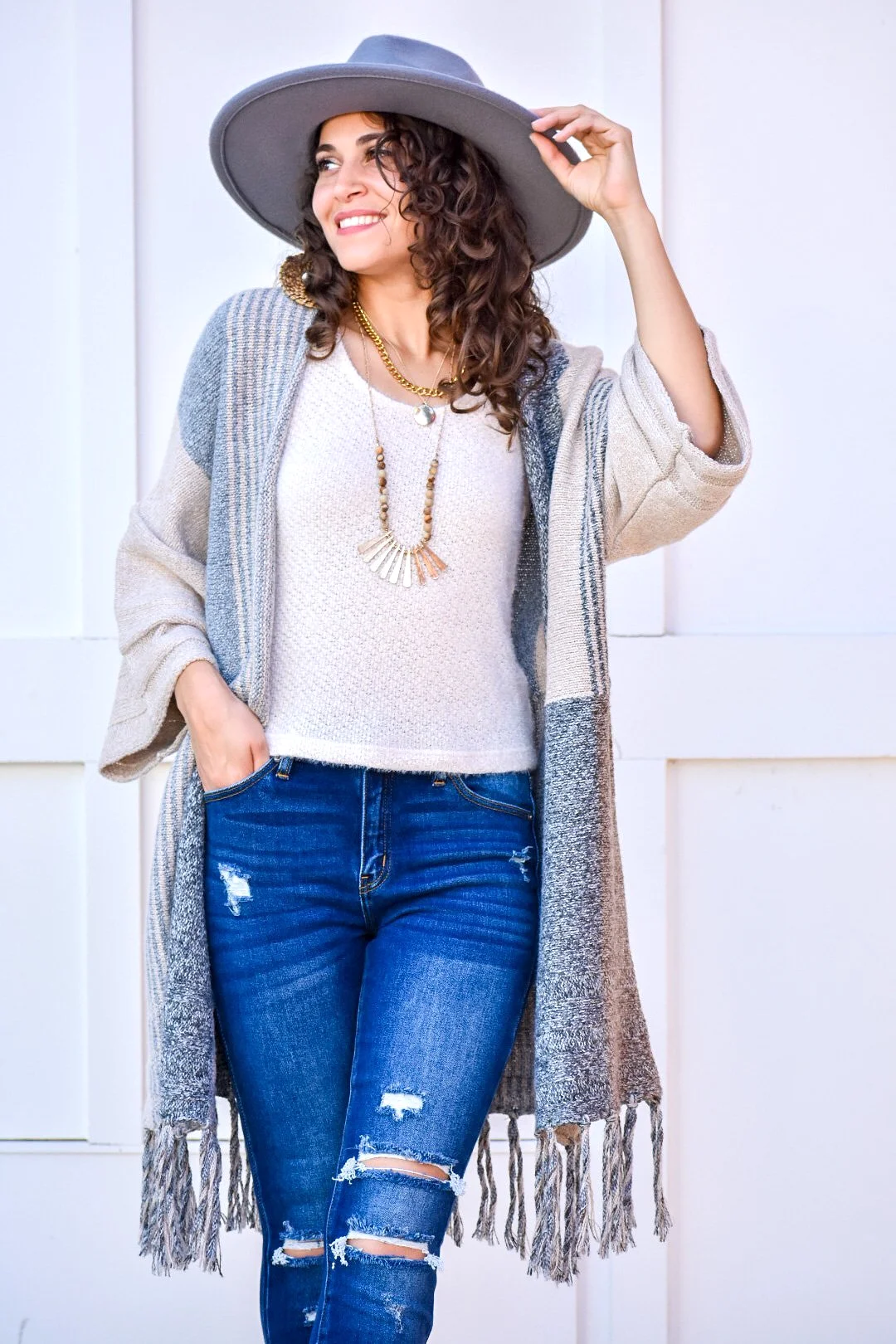 Amazing Grace Color Block Neutral Cardigan