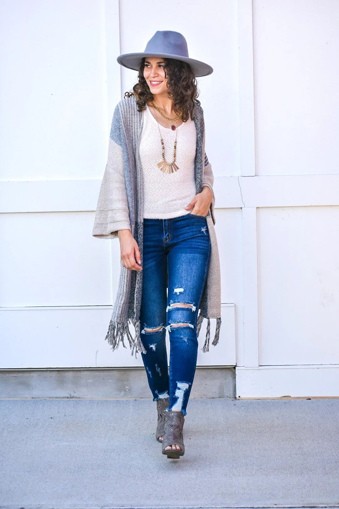 Amazing Grace Color Block Neutral Cardigan