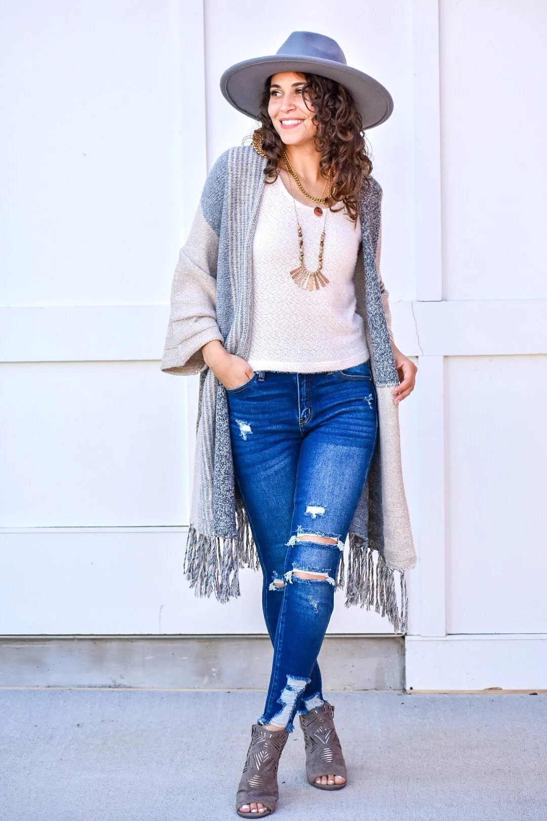 Amazing Grace Color Block Neutral Cardigan