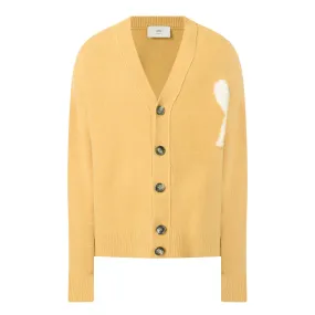 AMI Logo Knit Cardigan - Mustard