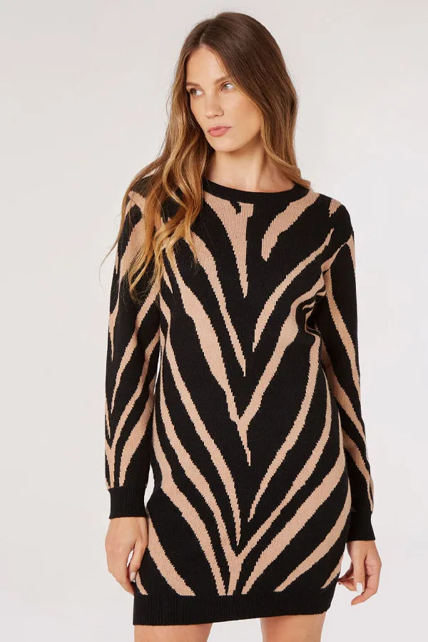 Apricot Zebra Jumper Dress