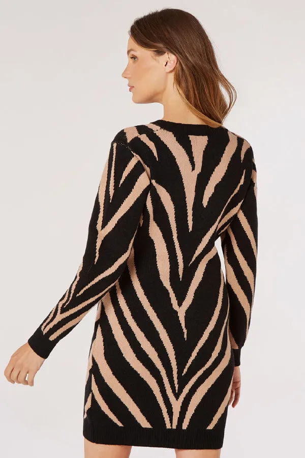 Apricot Zebra Jumper Dress