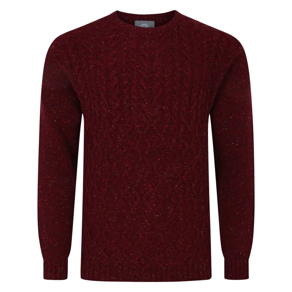 Aran Cable Donegal Crew Neck Jumper