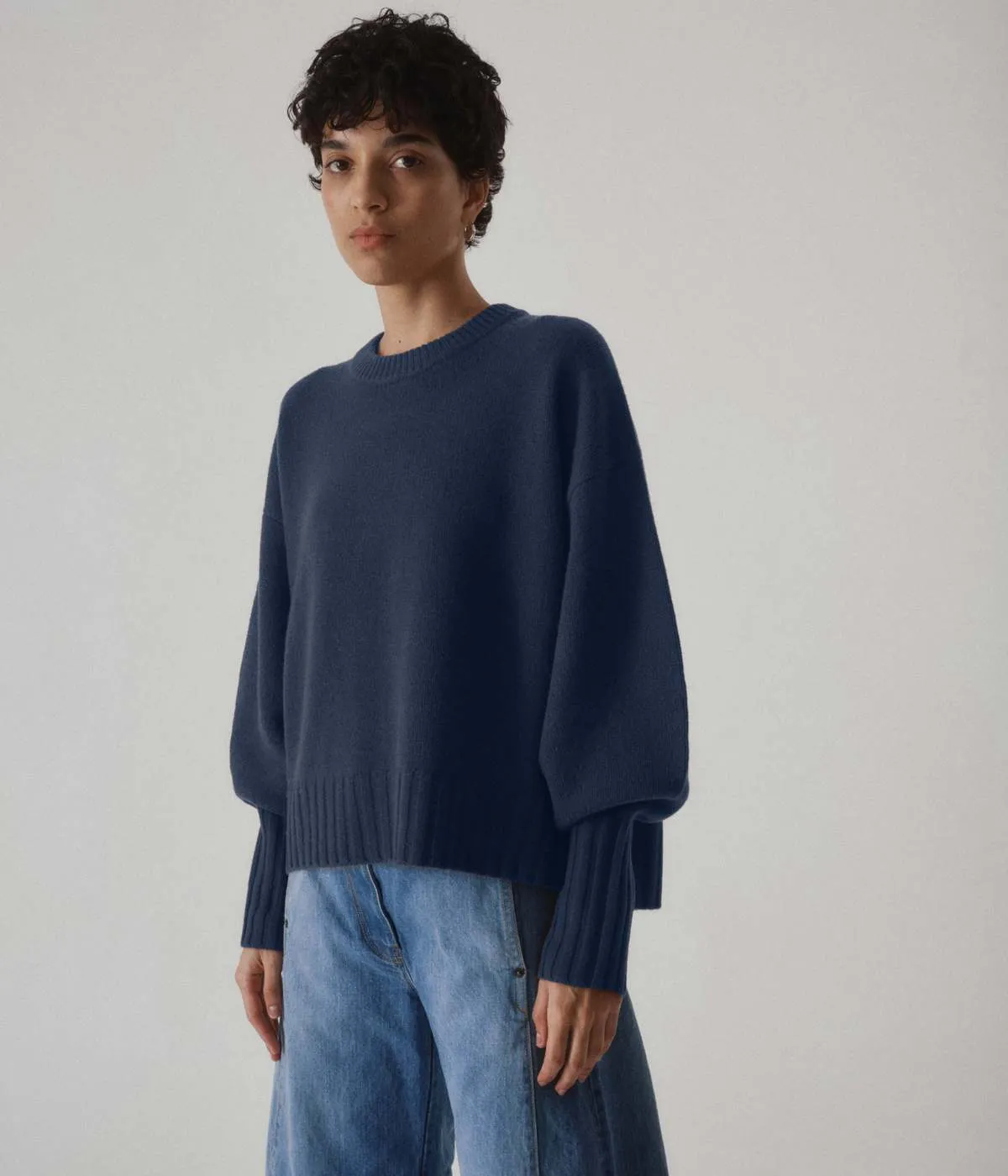 Balloon Sleeve Sweater - Indigo