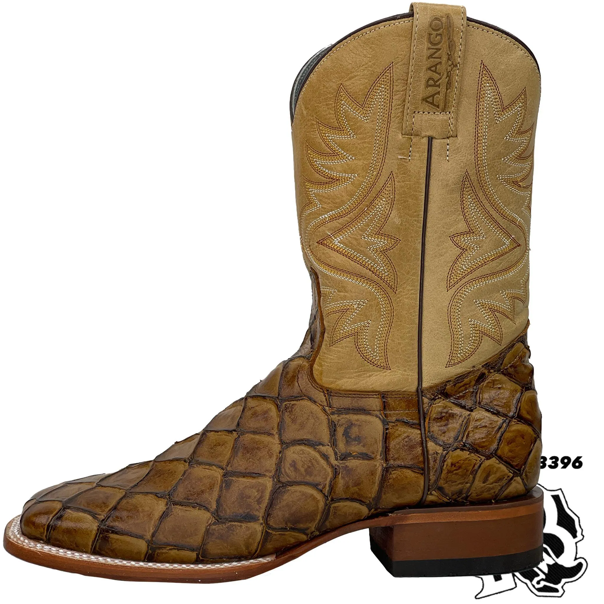 BIG BASS (FISH BOOTS) PRINT | MEN SQUARE TOE BOOTS SADDLE