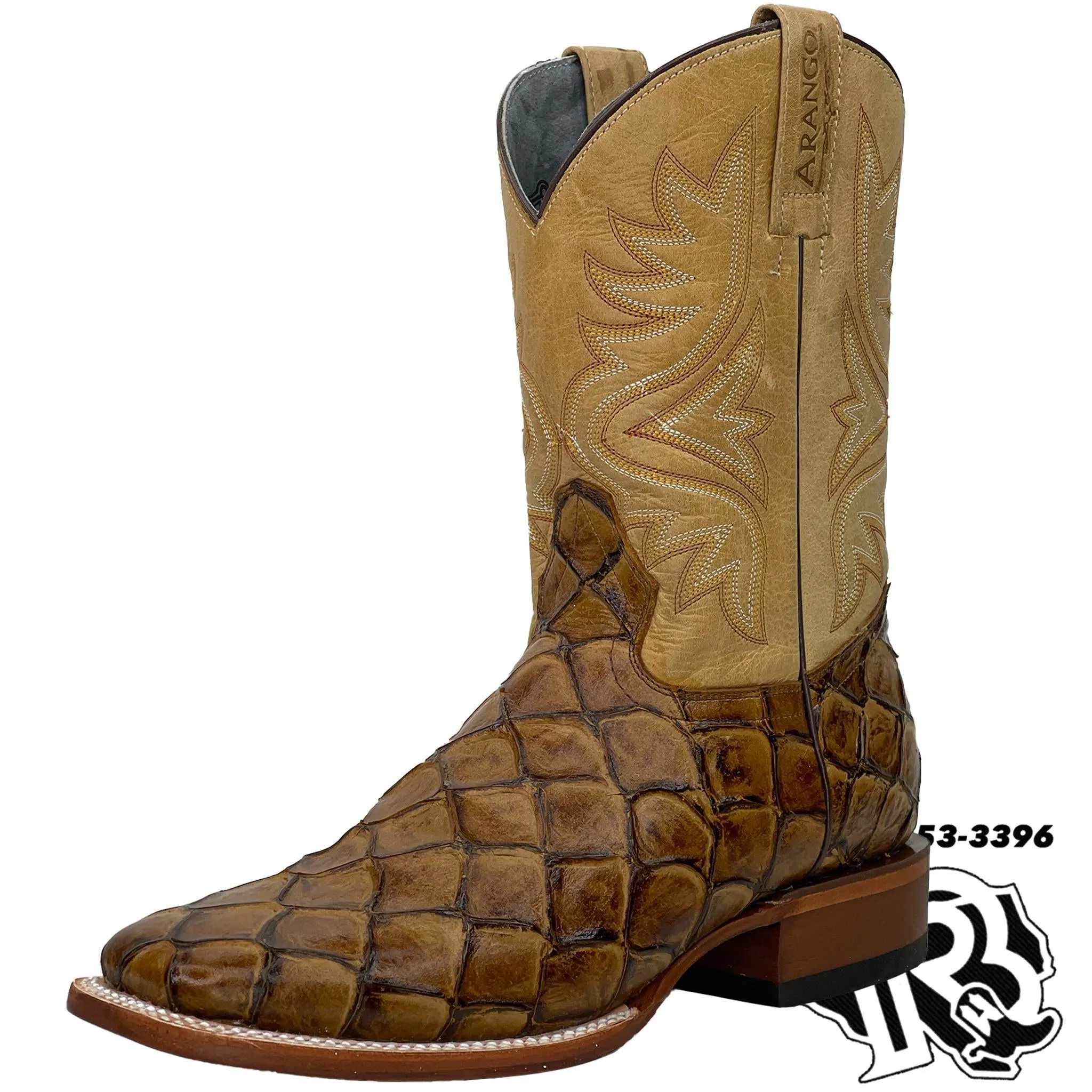 BIG BASS (FISH BOOTS) PRINT | MEN SQUARE TOE BOOTS SADDLE