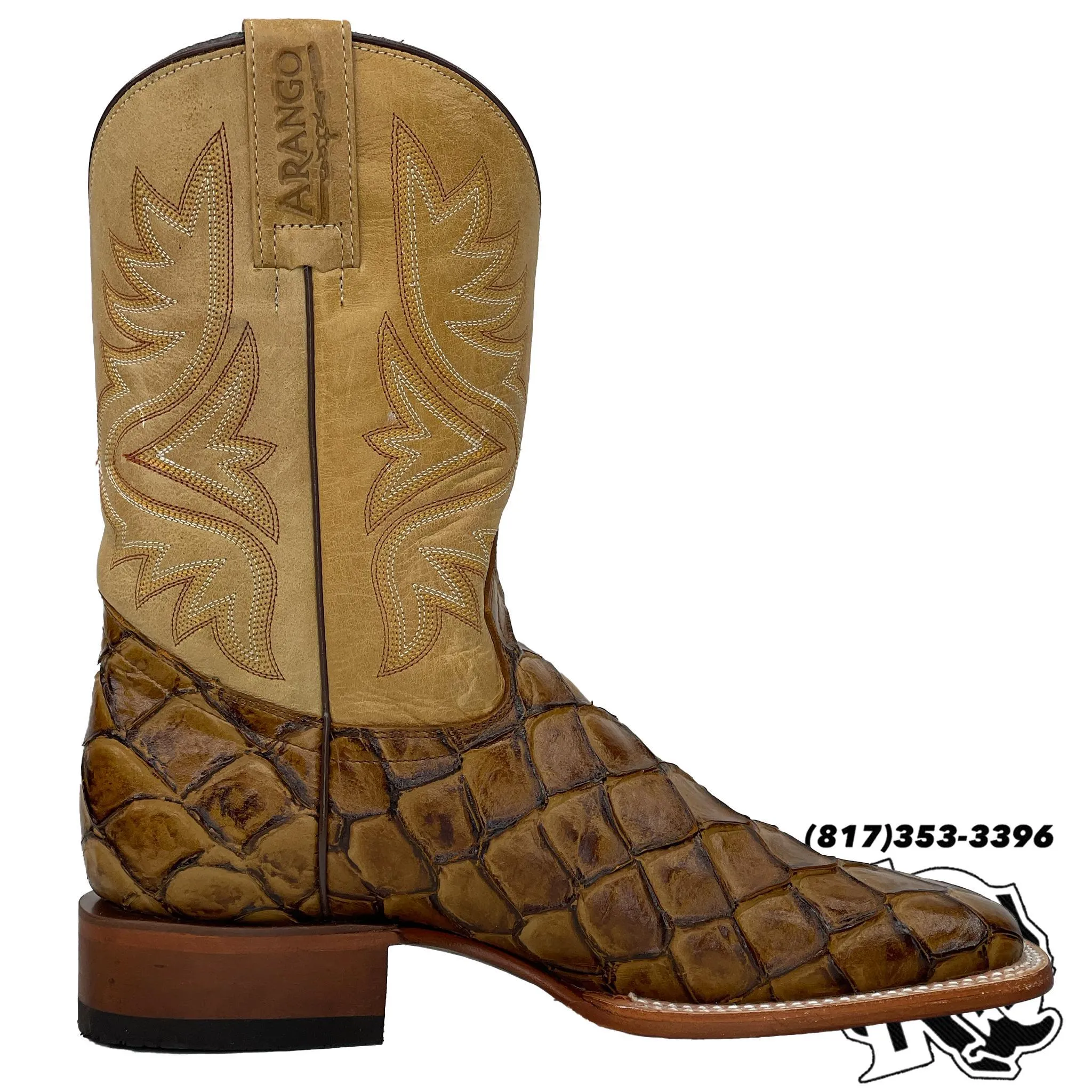 BIG BASS (FISH BOOTS) PRINT | MEN SQUARE TOE BOOTS SADDLE