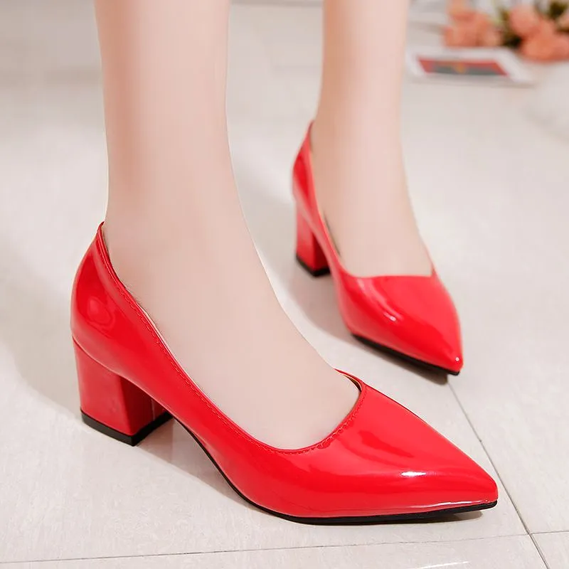 Block-Heel Pointy Pumps (Various Designs) BL33