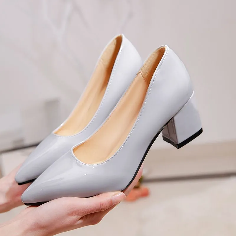 Block-Heel Pointy Pumps (Various Designs) BL33