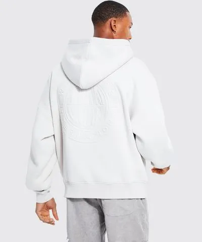 boohooMAN Mens Oversized Boxy Man Debossed Hoodie