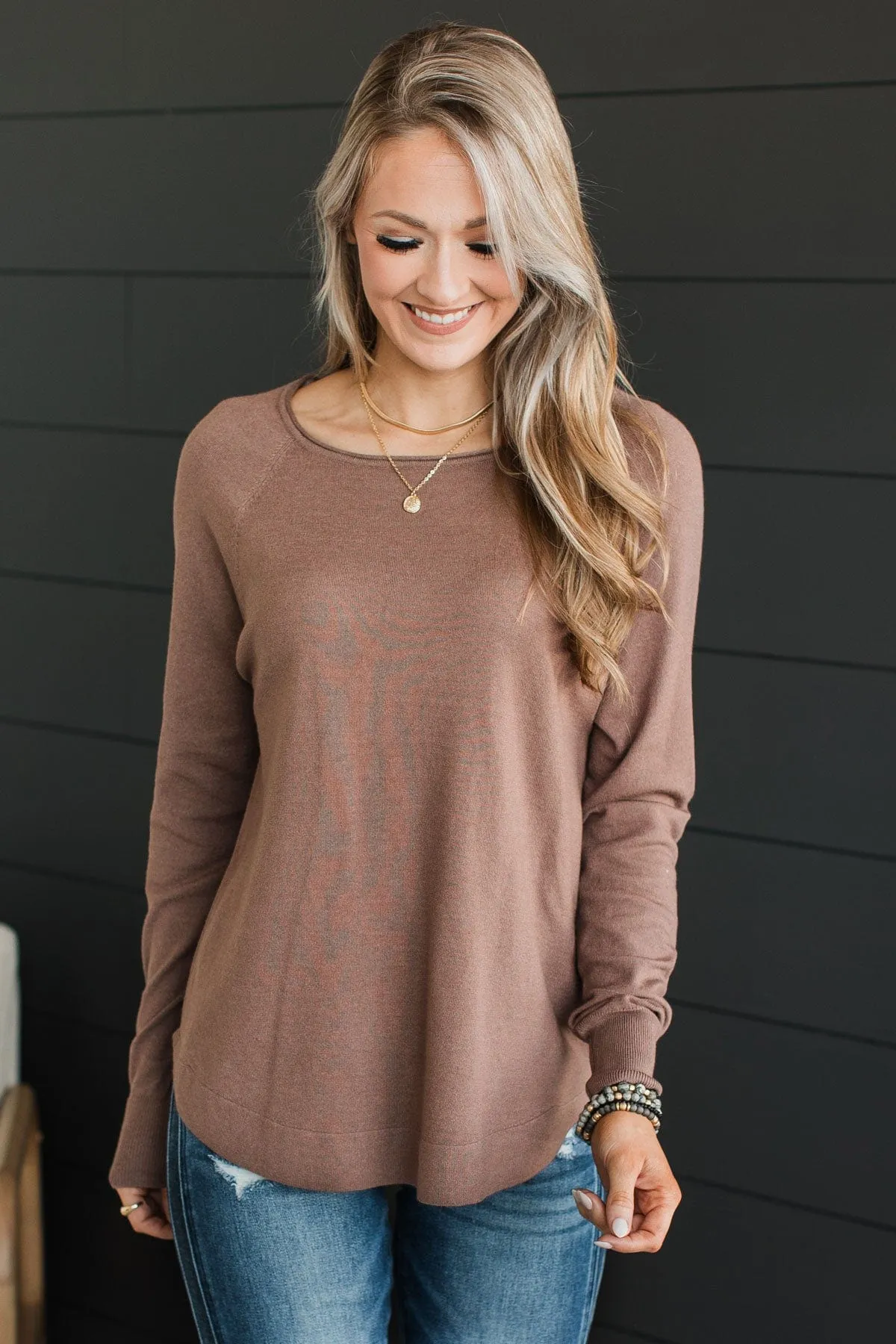 Butter Me Up Knit Sweater- Mocha