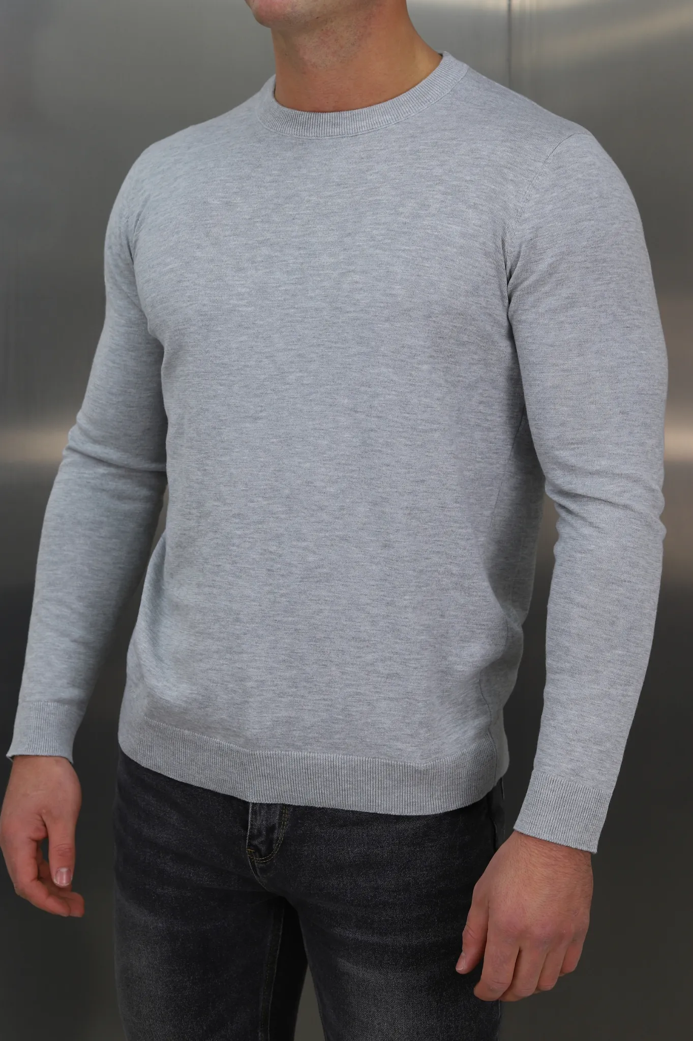 Capo Egyptian Cotton Crew Neck Jumper - Grey