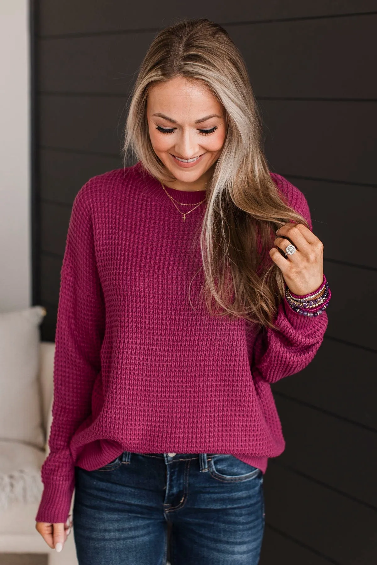 Captivating In Color Knit Sweater- Berry