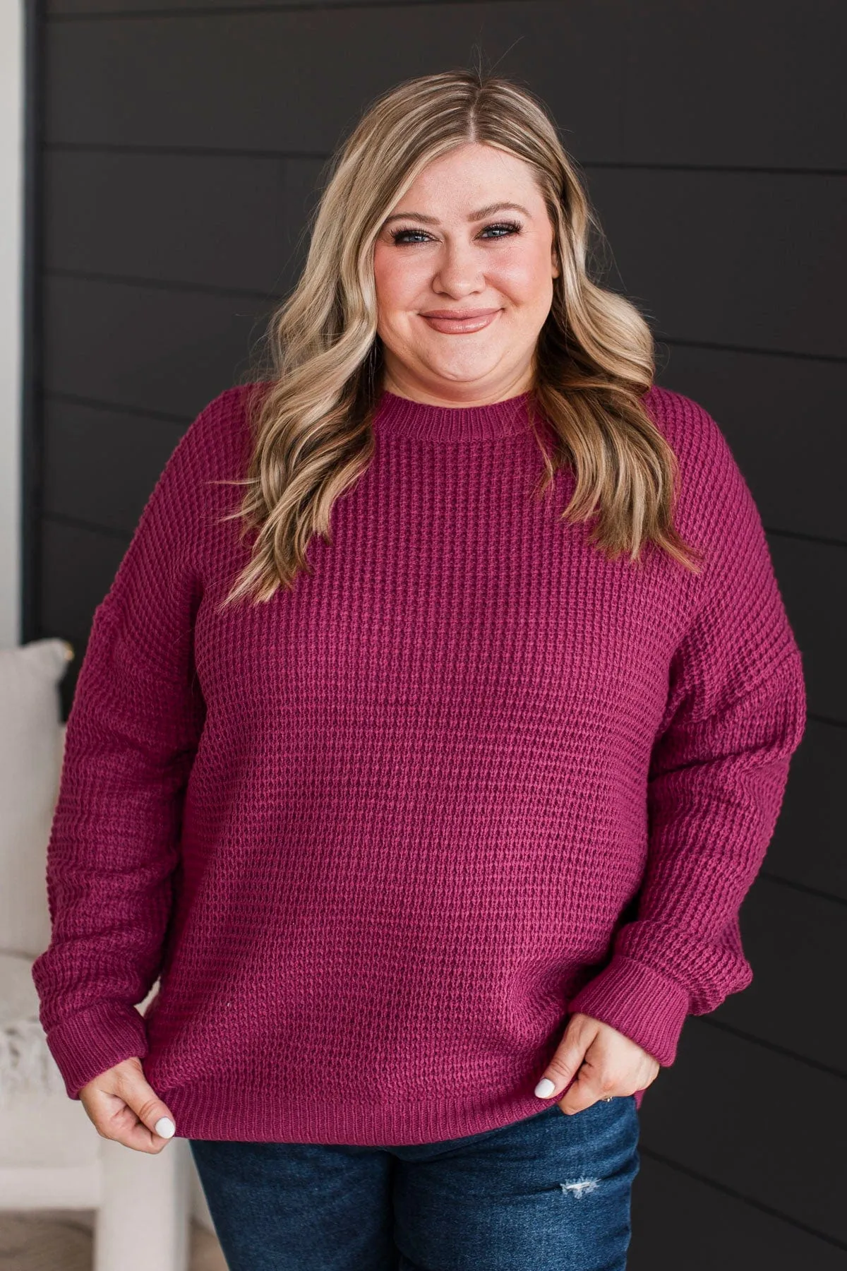 Captivating In Color Knit Sweater- Berry