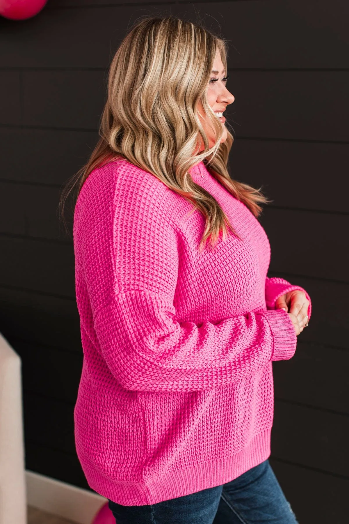 Captivating In Color Knit Sweater- Neon Pink