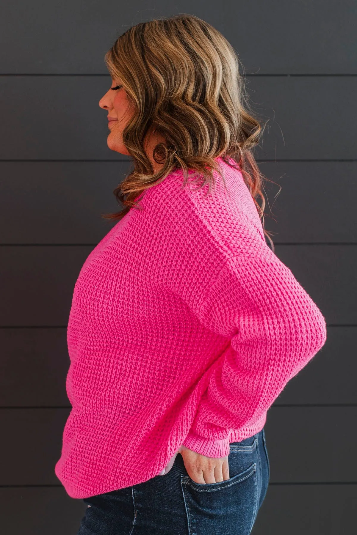 Captivating In Color Knit Sweater- Neon Pink