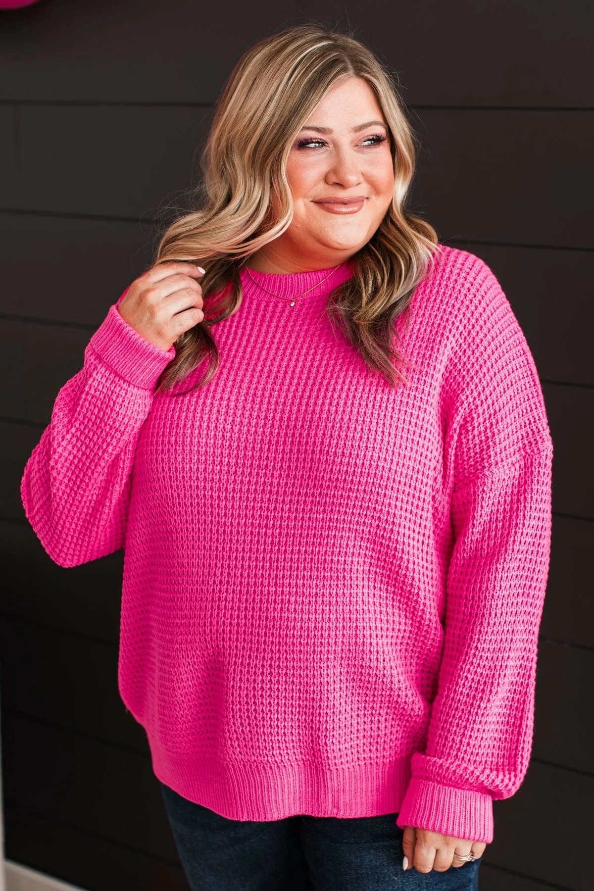 Captivating In Color Knit Sweater- Neon Pink