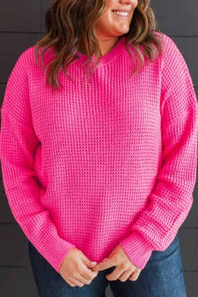 Captivating In Color Knit Sweater- Neon Pink