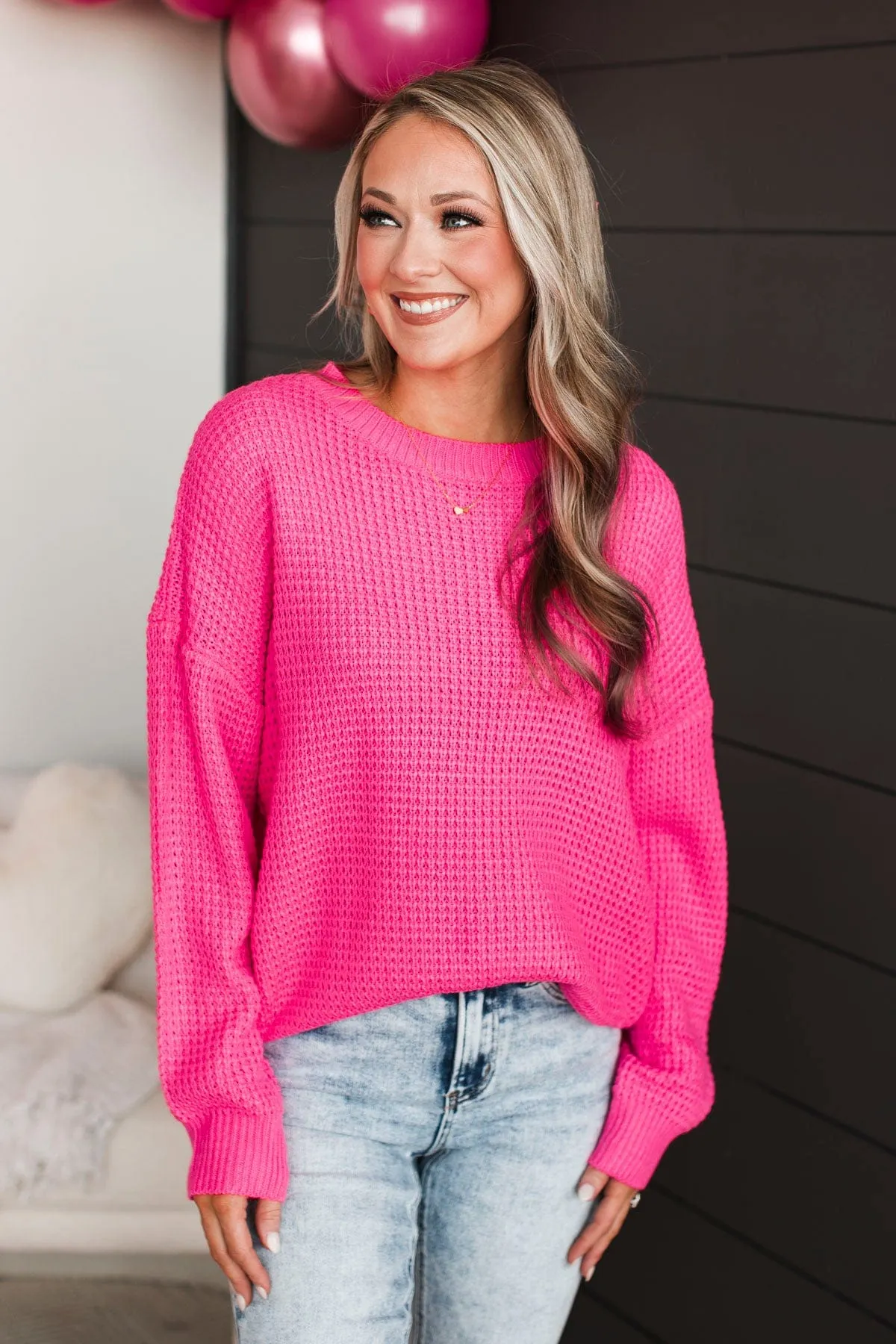 Captivating In Color Knit Sweater- Neon Pink