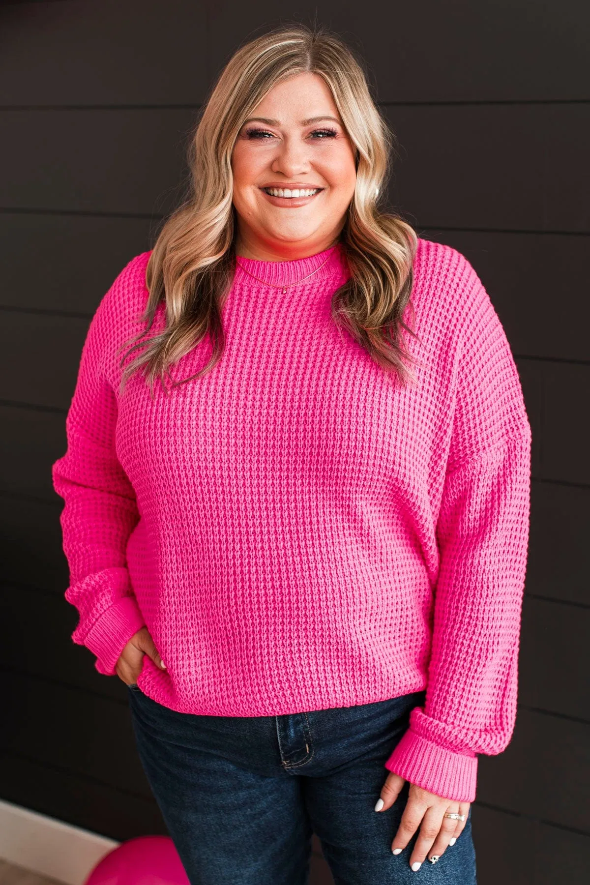 Captivating In Color Knit Sweater- Neon Pink