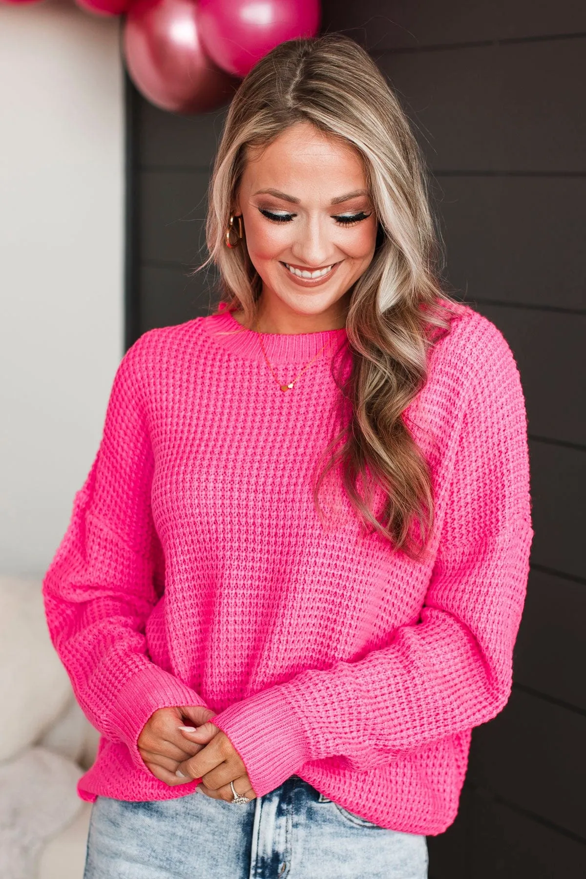 Captivating In Color Knit Sweater- Neon Pink