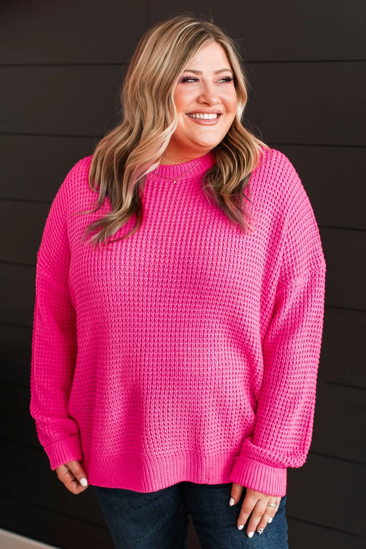 Captivating In Color Knit Sweater- Neon Pink