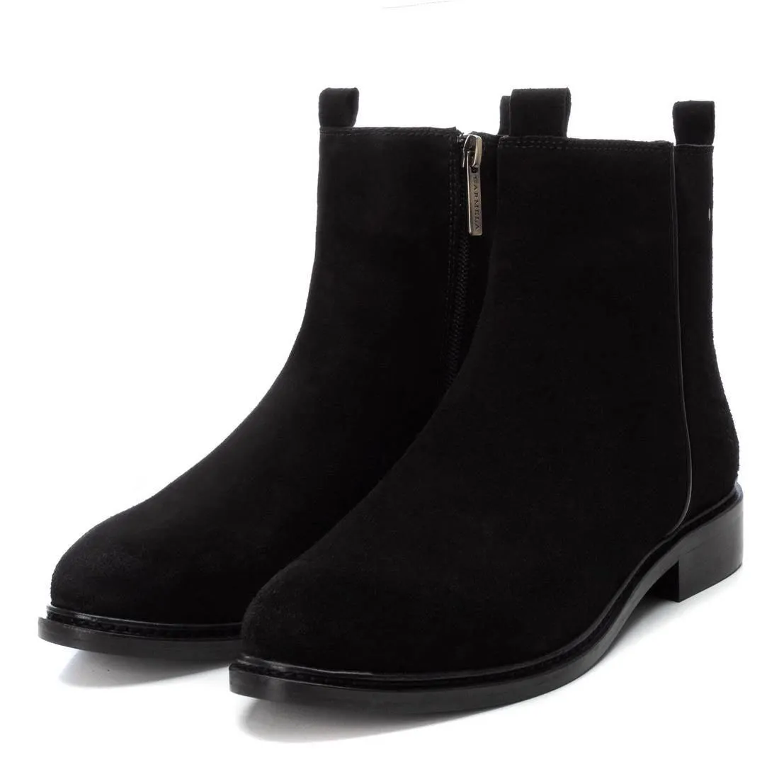 CARMELA Black Suede Flat Ankle Boot 160930