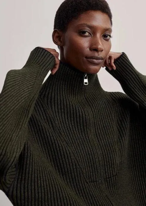 Carmen Knit Jumper in Dark Olive