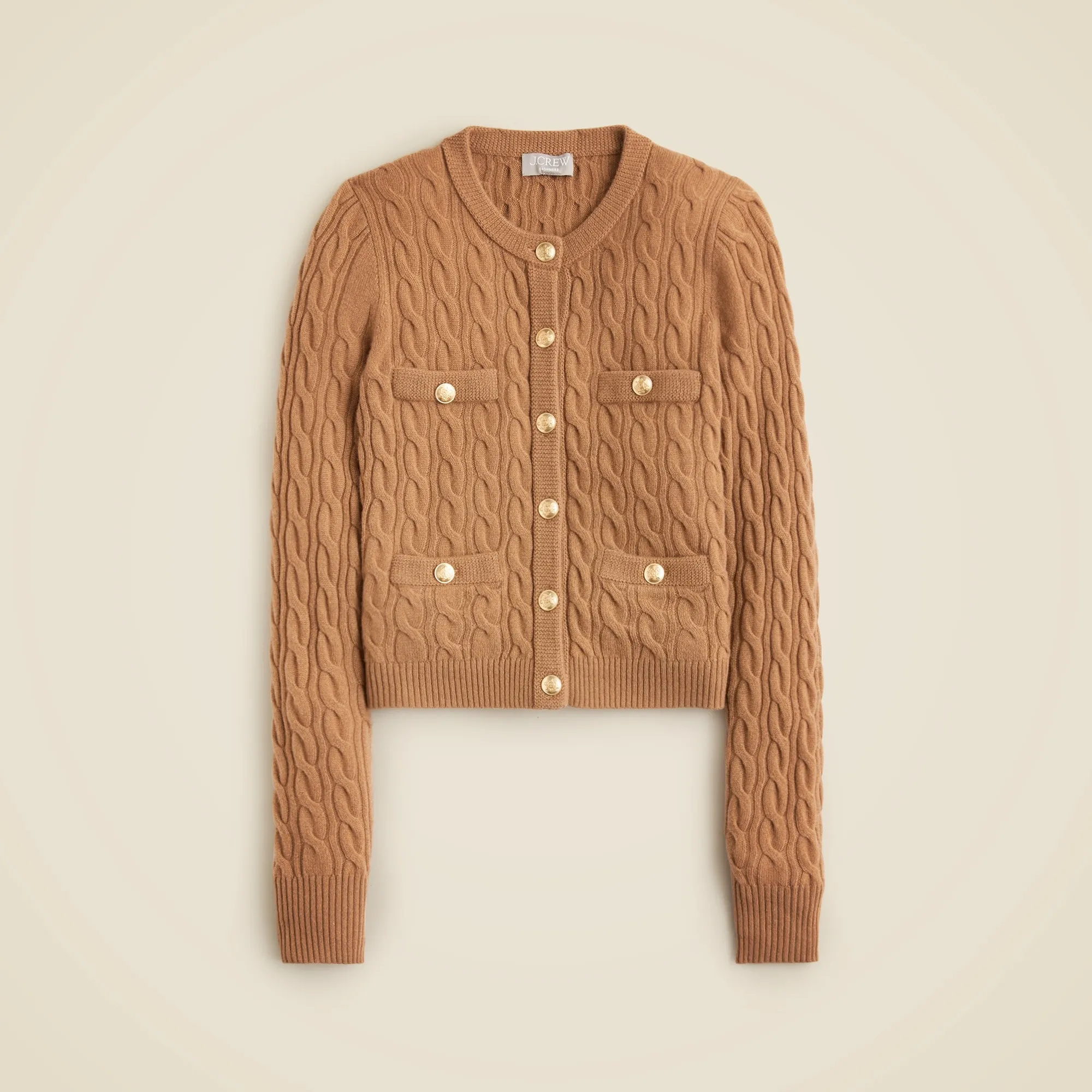 Cashmere cable-knit cardigan sweater