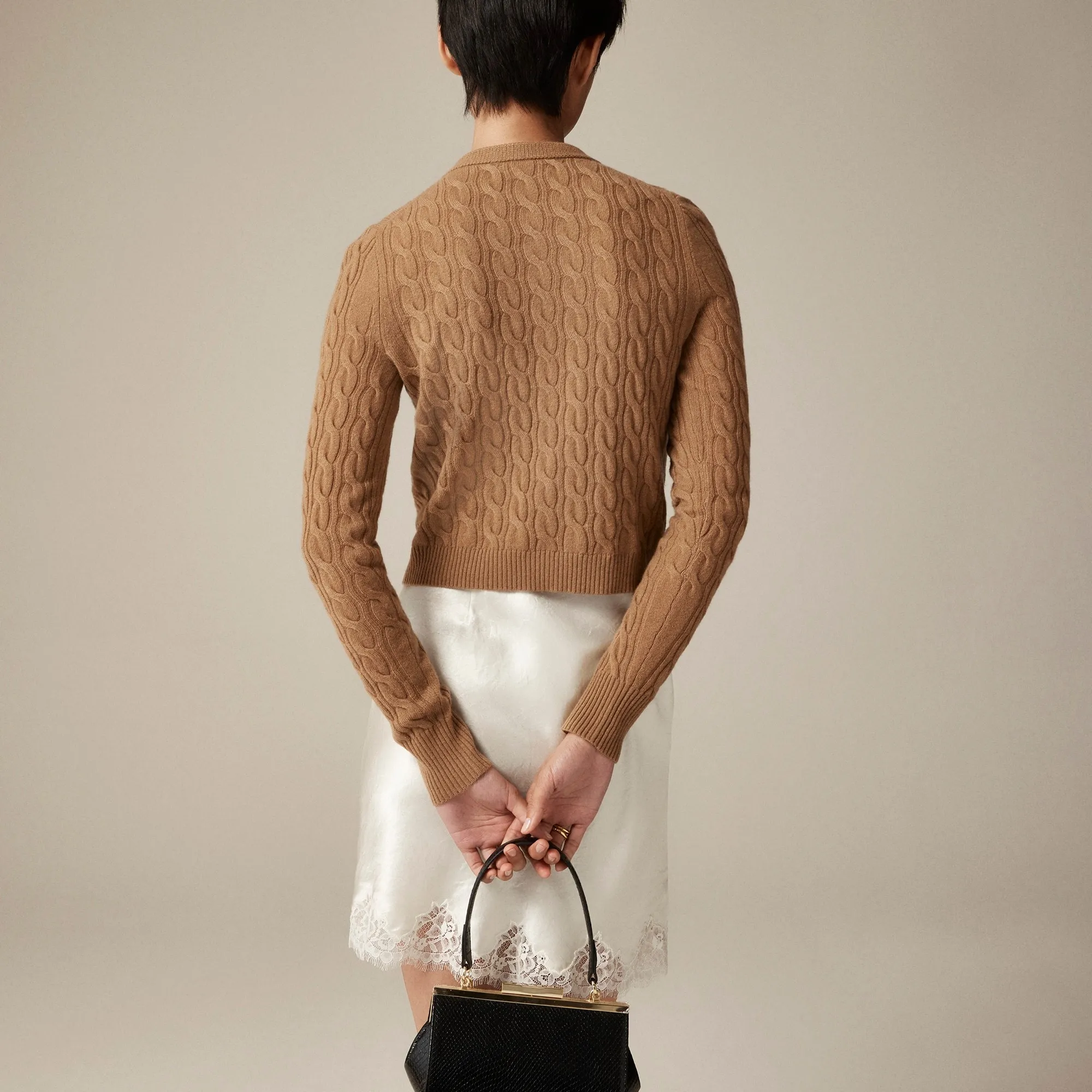 Cashmere cable-knit cardigan sweater