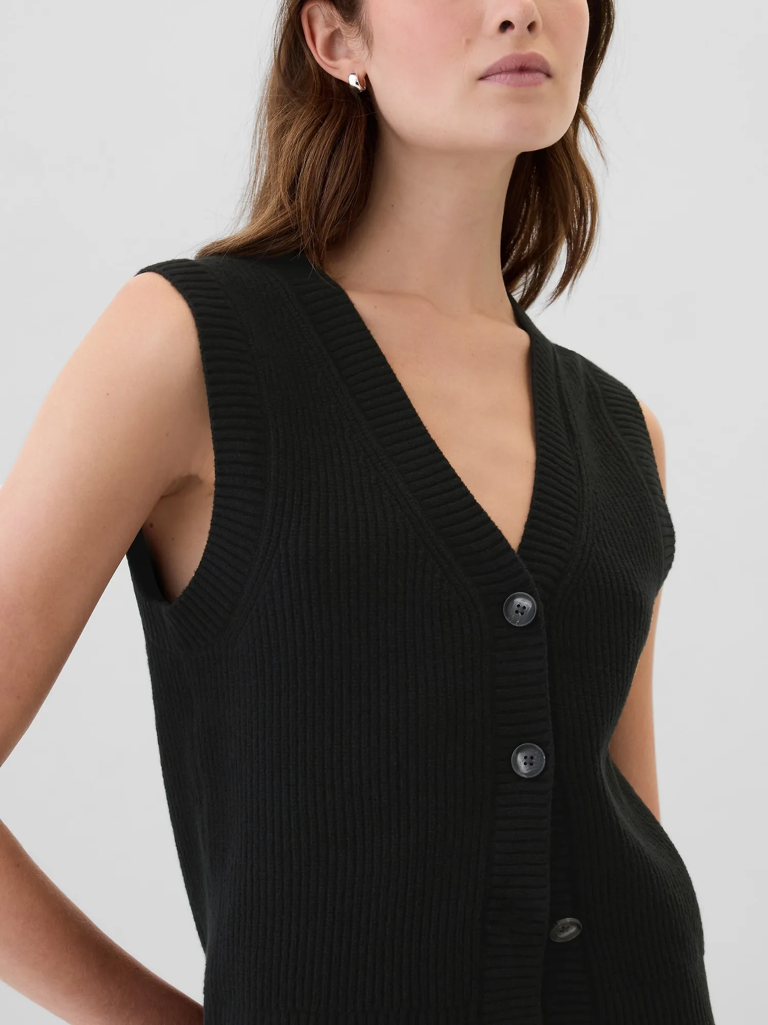 CashSoft Ribbed Sweater Vest