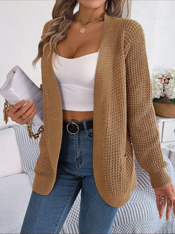 Casual Pocket Women Knitted Cardigan Sweater