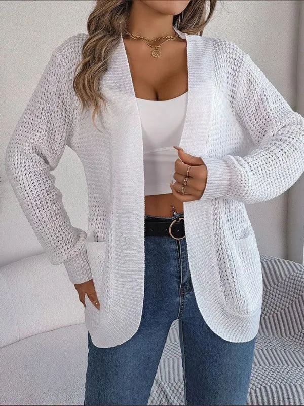 Casual Pocket Women Knitted Cardigan Sweater