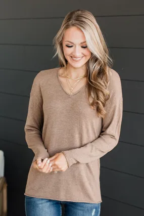 Catching Looks V-Neck Sweater- Mocha