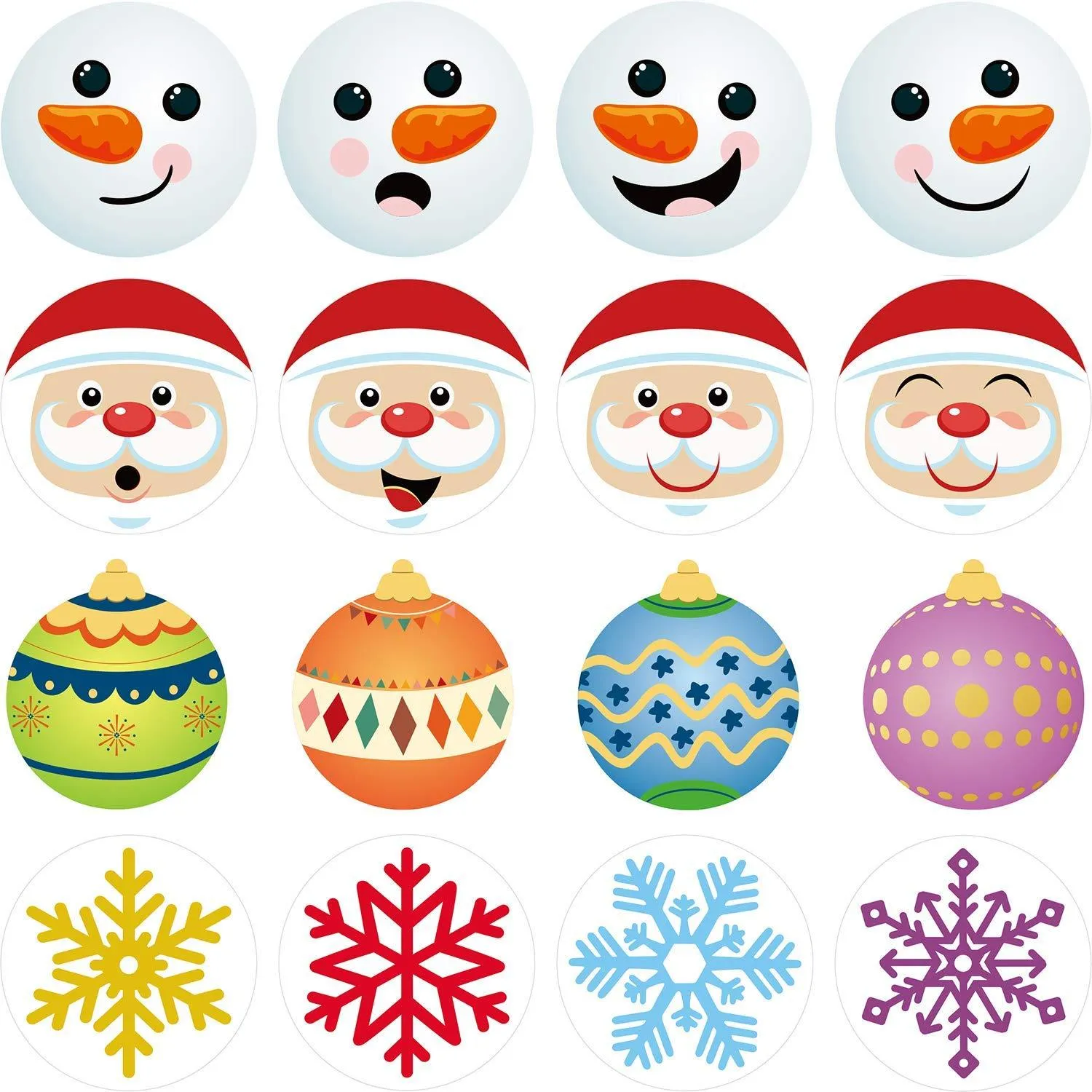 Christmas Stickers with Santa Claus Snowman Cute Snowflake Christmas Ball