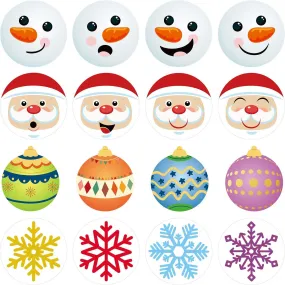 Christmas Stickers with Santa Claus Snowman Cute Snowflake Christmas Ball