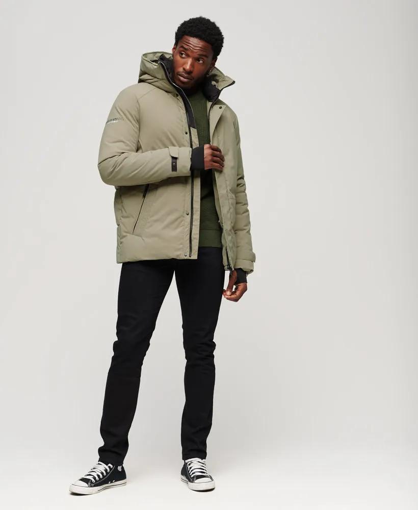 City Padded Hooded Wind Parka Jacket | Light Khaki Green