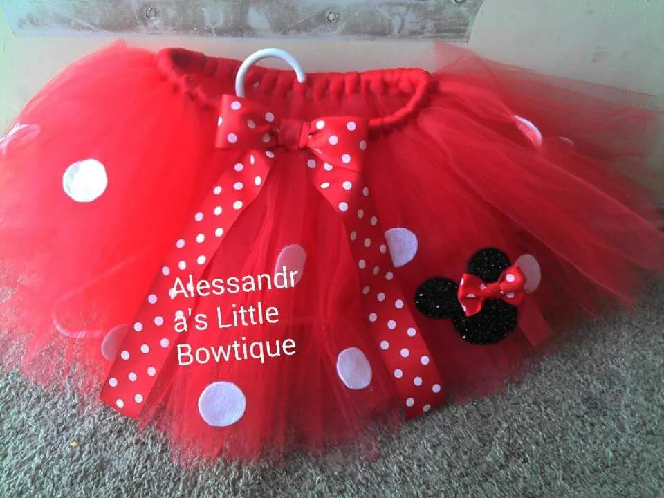 Classic red Minnie mouse birthday tutu skirt