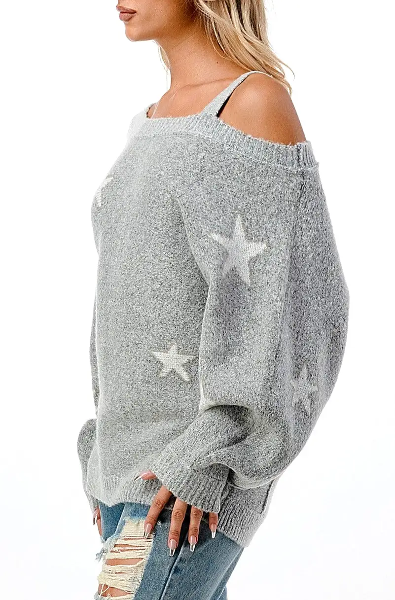 Cold Shoulder Star Sweater