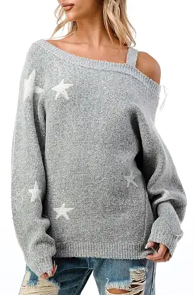 Cold Shoulder Star Sweater