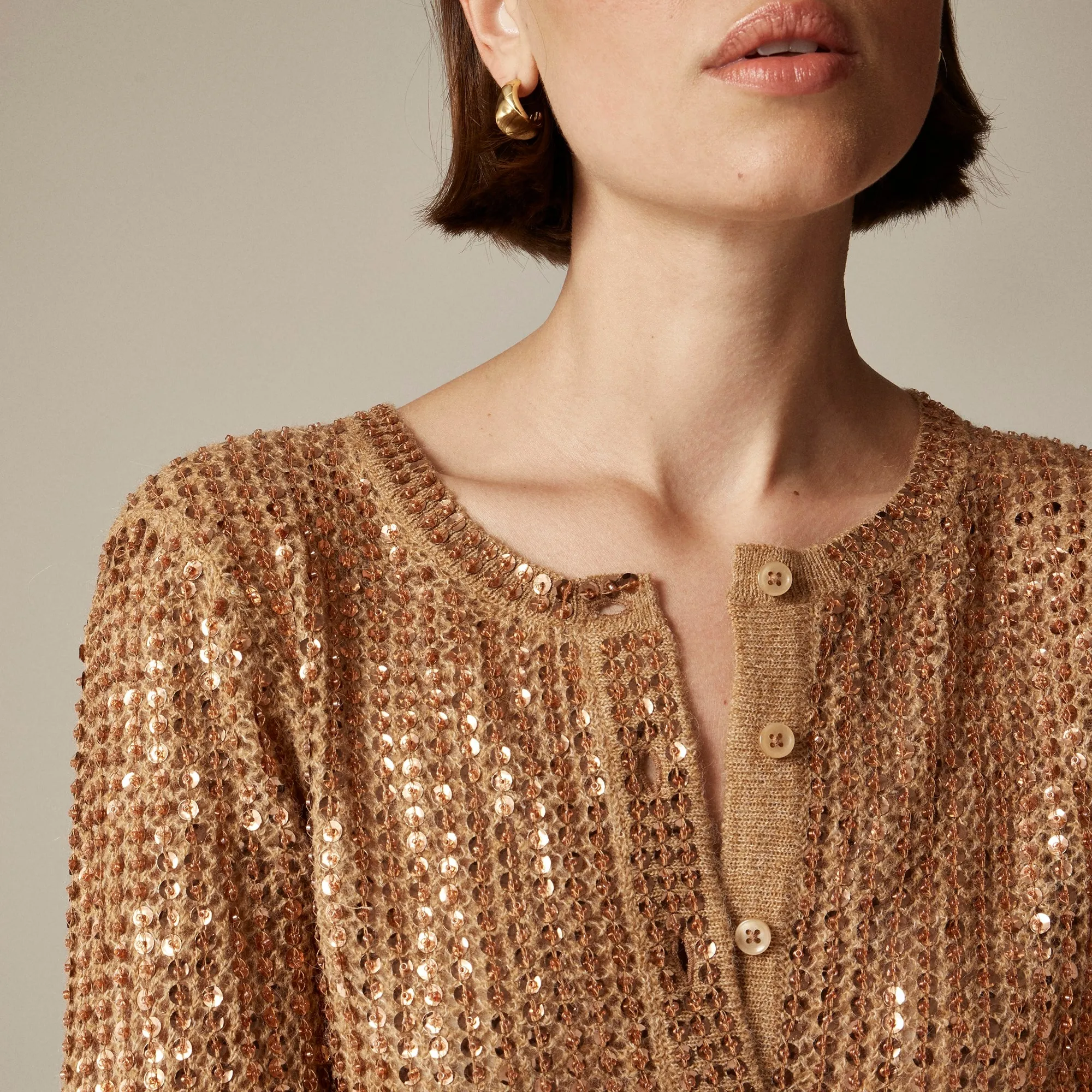 Collection sequin pointelle cardigan sweater